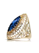 Ring Sapphire 14K Yellow gold Vintage style vrc090y